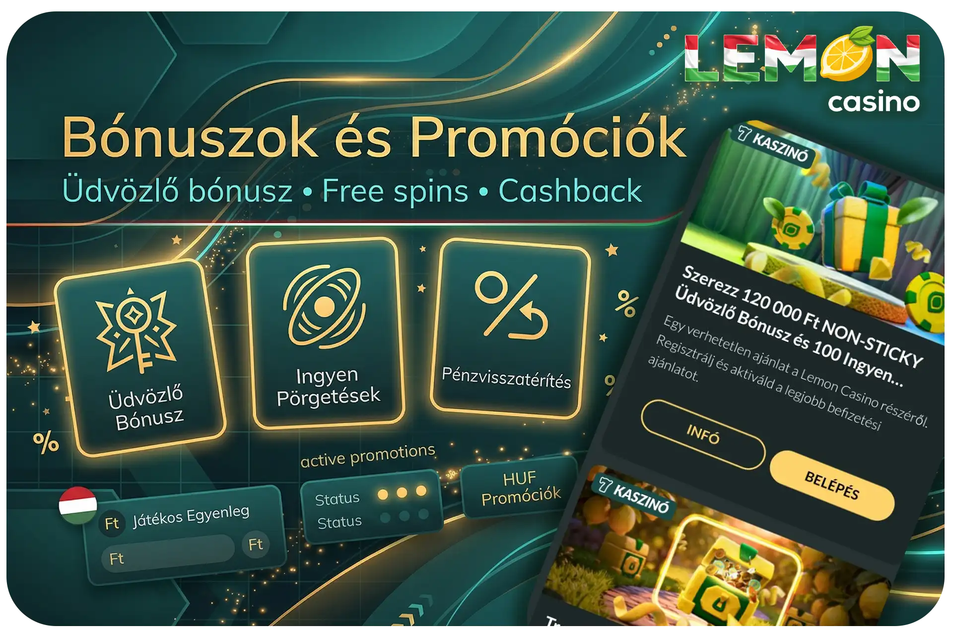 Lemon Casino bónuszok és promóciók – üdvözlő ajánlatok, ingyenes pörgetések és extra jutalmak
