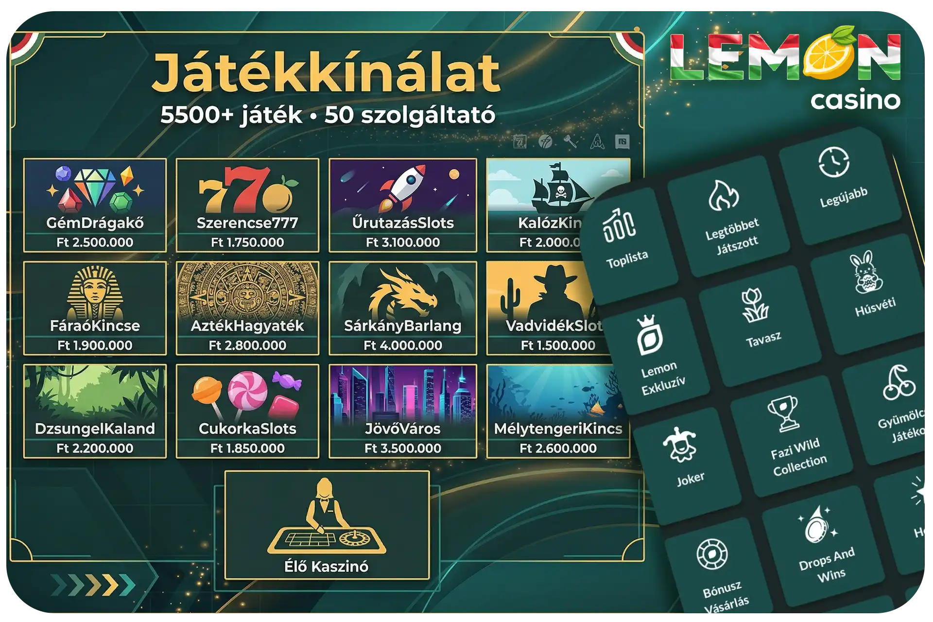 Lemon Casino játékkínálat – slotok, asztali játékok és vezető szoftverszolgáltatók kínálata